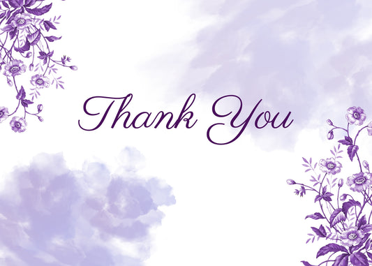 Thank You Purple Flower Water Colors